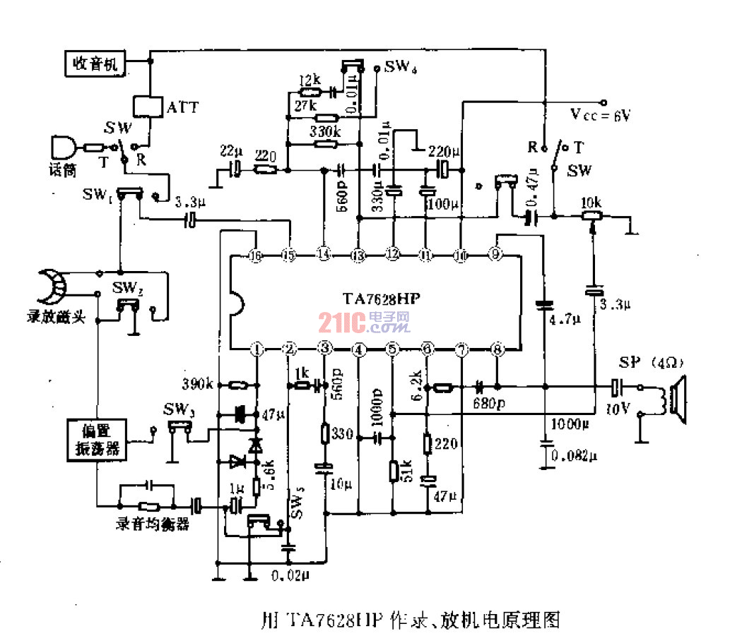 用TA7628<strong>HP</strong>作錄、放<strong>機(jī)電</strong><strong>原理圖</strong> .gif
