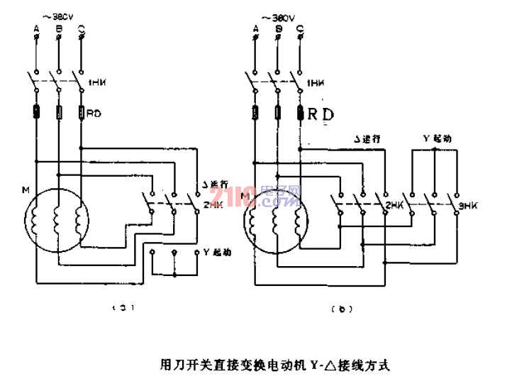 用刀<strong>開關(guān)</strong>直接變換<strong>電動(dòng)機(jī)</strong>Y-<strong>接線</strong>方式<strong>電路圖</strong>.gif