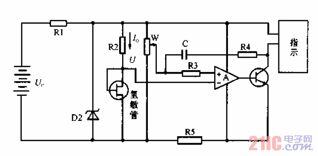 氫<strong>敏傳感器</strong>檢測氫氣濃度基本<strong>電路</strong>.gif