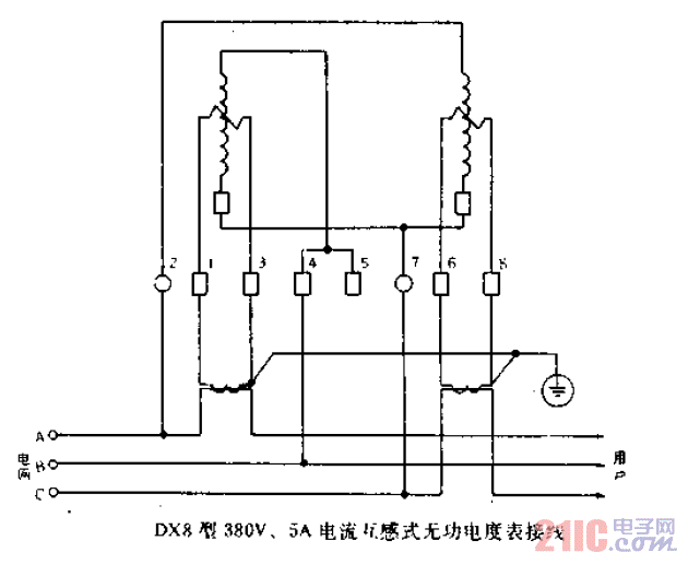 DX8型380V、5A萬(wàn)用<strong>電流</strong>互感式無(wú)功<strong>電度表</strong><strong>接線</strong>.gif
