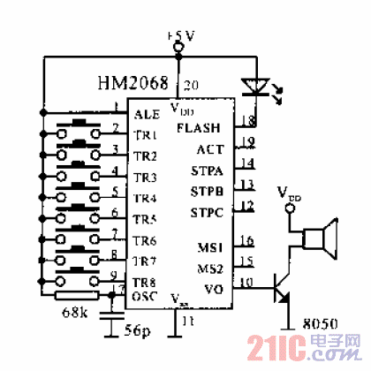 <strong>單片機</strong><strong>語音合成</strong><strong>集成電路</strong>HM2068手動操作模式<strong>應用電路</strong>.gif