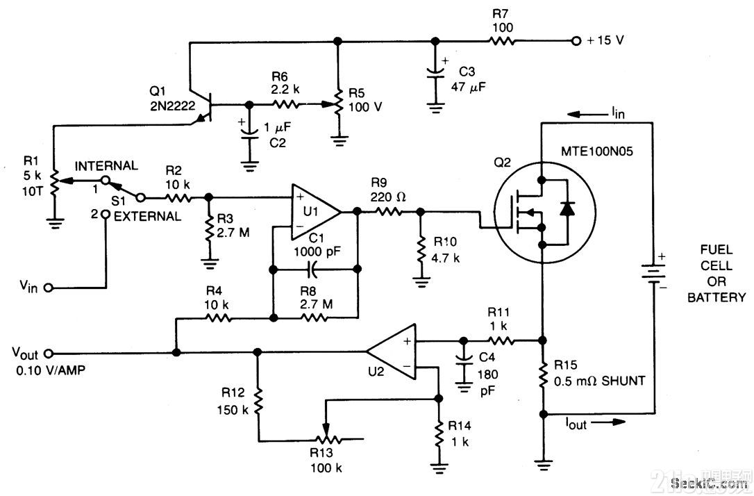 動(dòng)態(tài)恒流負(fù)載燃料電池/電池測(cè)試電路