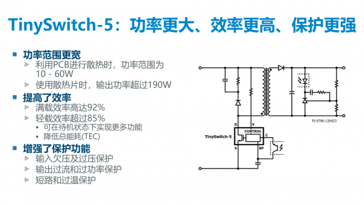 PI第五代TinySwitch IC，可實(shí)現(xiàn)175W的輸出功率和92%的滿載效率！