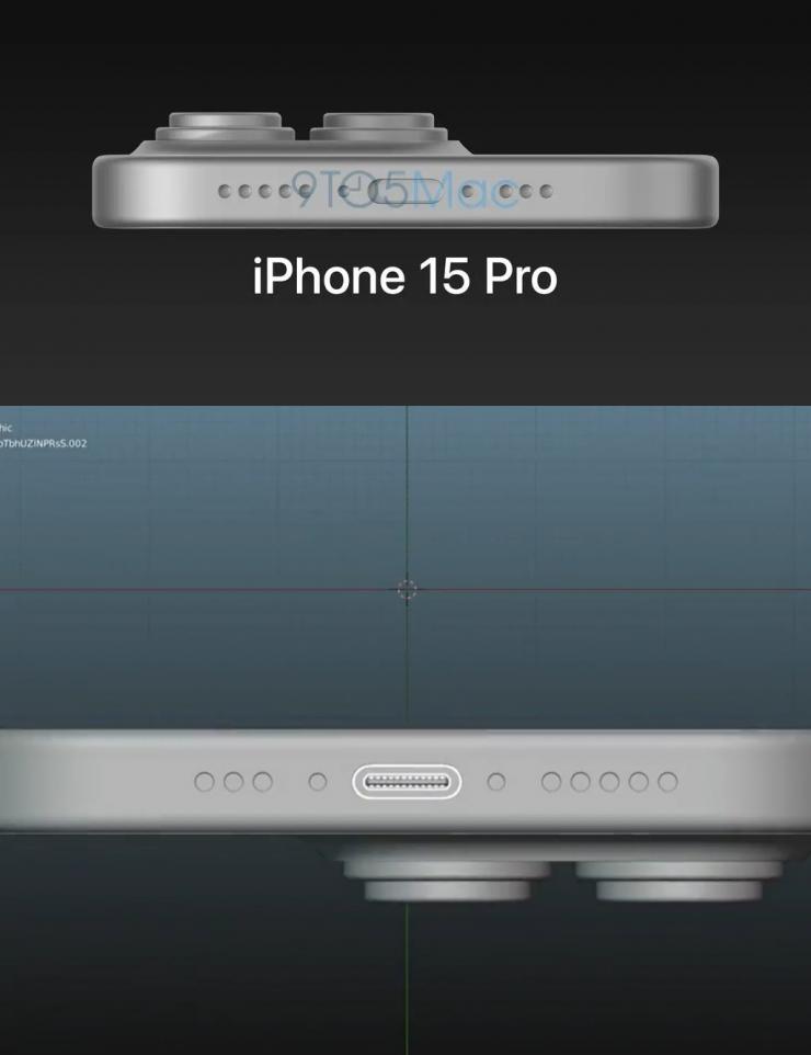 網(wǎng)傳蘋果 iPhone 15 Pro 渲染諜照，采用 Type-C 接口