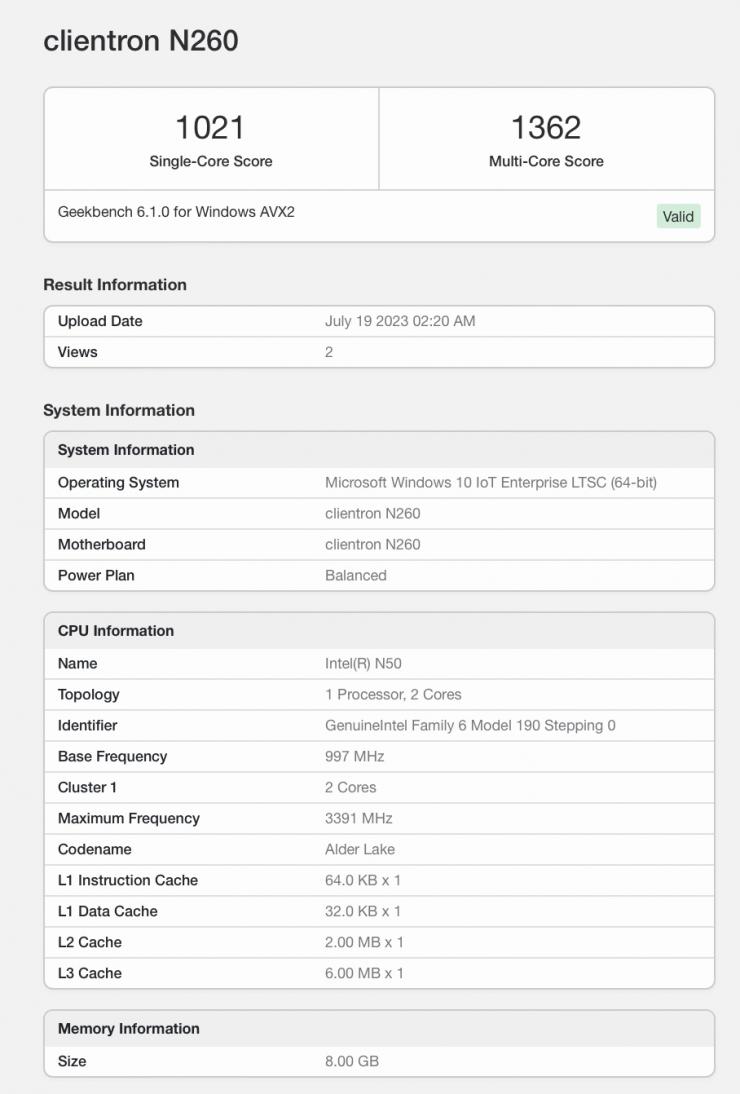 最高睿頻 3.4GHz，英特爾N系列基礎型號 N50 曝光