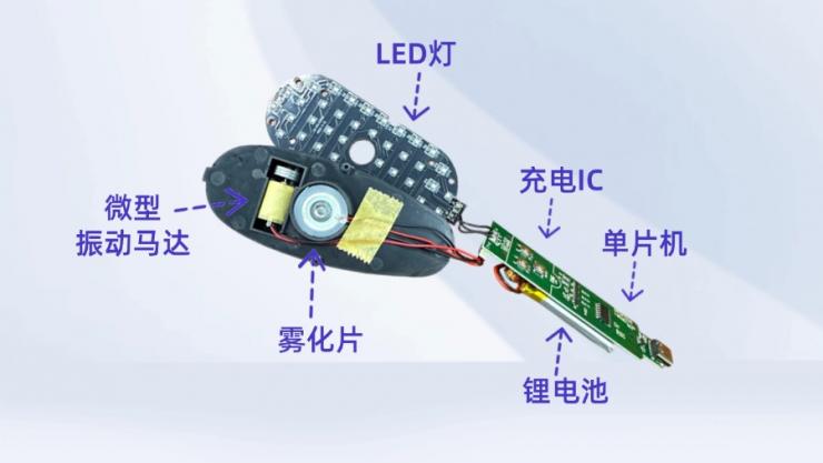 納祥科技客戶版電動按摩梳方案，具650nm紅光與470nm藍光