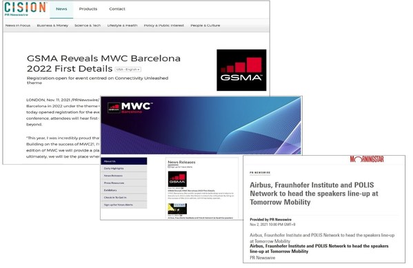 MWC 2022的在線新聞發(fā)布室、美通社新聞稿及合作媒體網(wǎng)站