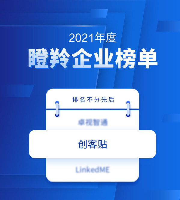 創(chuàng)客貼入選2021年度中關(guān)村“瞪羚企業(yè)”名單