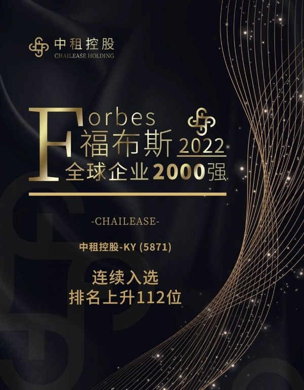 仲利國際母公司中租控股入選福布斯2000強，排名上升112位