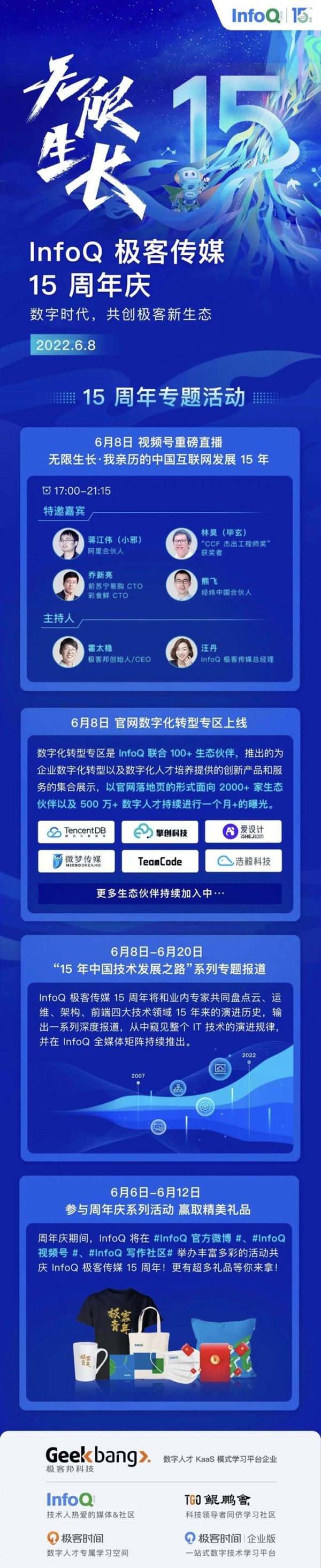 無限生長，奔赴未來  InfoQ中國成立15周年系列活動現(xiàn)已開啟