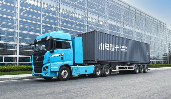 小馬智行基于三一新能源卡車平臺打造的首輛自動駕駛樣車