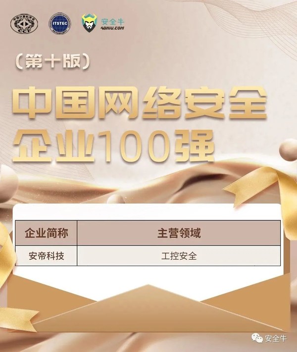 網(wǎng)安百強(qiáng) 安帝科技榮登2022《中國網(wǎng)絡(luò)安全企業(yè)100強(qiáng)》