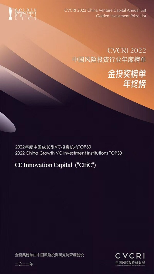 CEiC榮登CVCRI 2022中國成長型VC投資機構(gòu)Top30排行榜